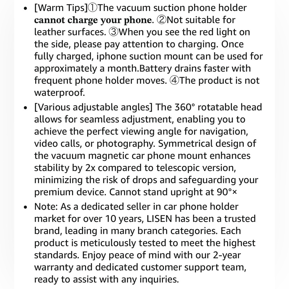 LISEN A606 Electric Vacuum Magnetic
Phone mount in Black, NEW - Picture 8 of 12